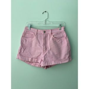 Pink denim high rise shorts
